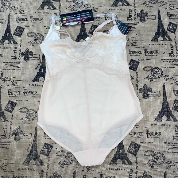 Maidenform NWT! Sexy Lace Firm Control WYOB Champagne Shimmer/Ivory Romper - Picture 9 of 15